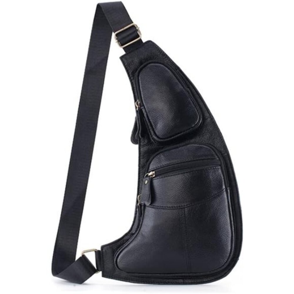 mens leather sling bag crossbody chest backpack vintage shoulder daypack travel